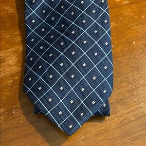 Vintage Nautica Navy and Light Blue Checkered Tie